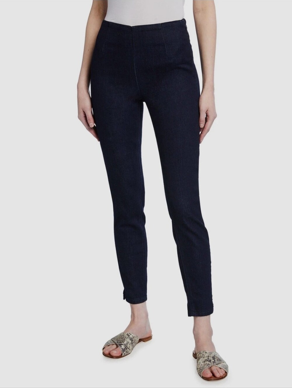 Dex Dark Blue Wash Denim High Waisted Slit Hem Cropped Jeans Womens Size M